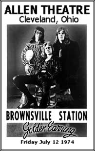Golden Earring concert poster Evansville - Allen Theatre, July 12, 1974